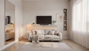 Der Lieblingstrick der Raumgestalter, um das Wohnzimmer größer wirken zu lassen – auch auf kleinstem Raum