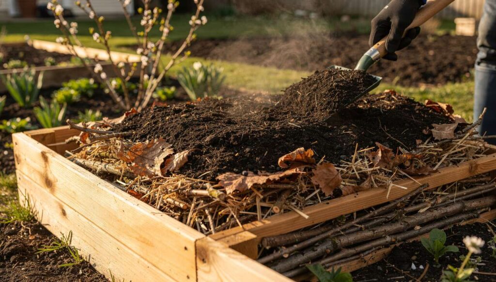 Hochbeet befüllen im März, bevor der Kompost knapp wird: die 4-Schichten-Methode im Detail